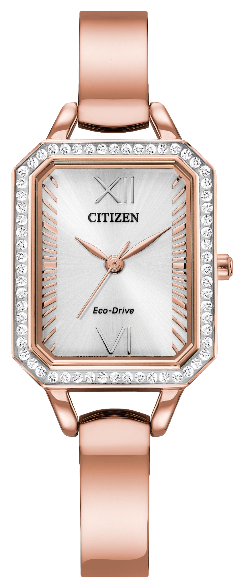 Silhouette Crystal Silver-Tone Dial Stainless Steel Bangle EM0983